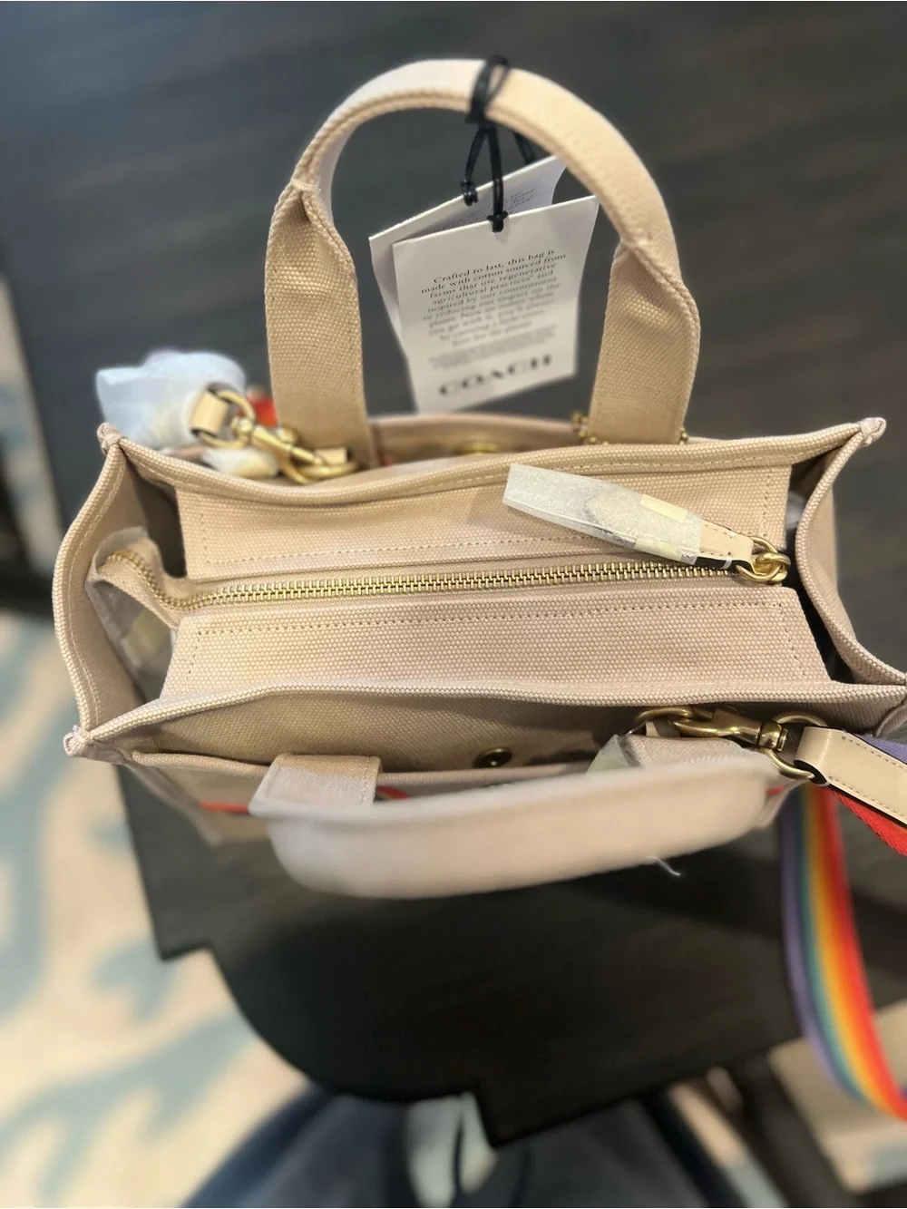 NWT Coach Rainbow Canvas Cargo Tote 26 - Picture 6 of 10